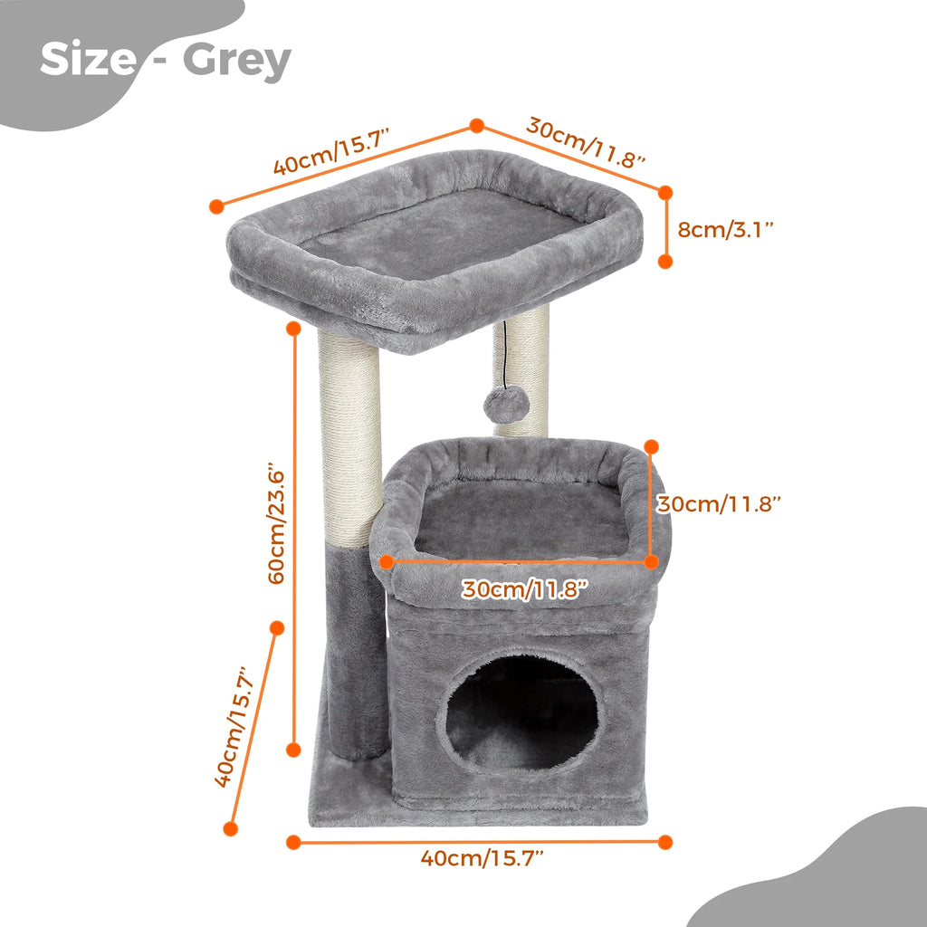 Cat Tree Condo 27" Cat Tower with Large Top Perch and Scratching Posts for Kittens and Medium Cats, Purple