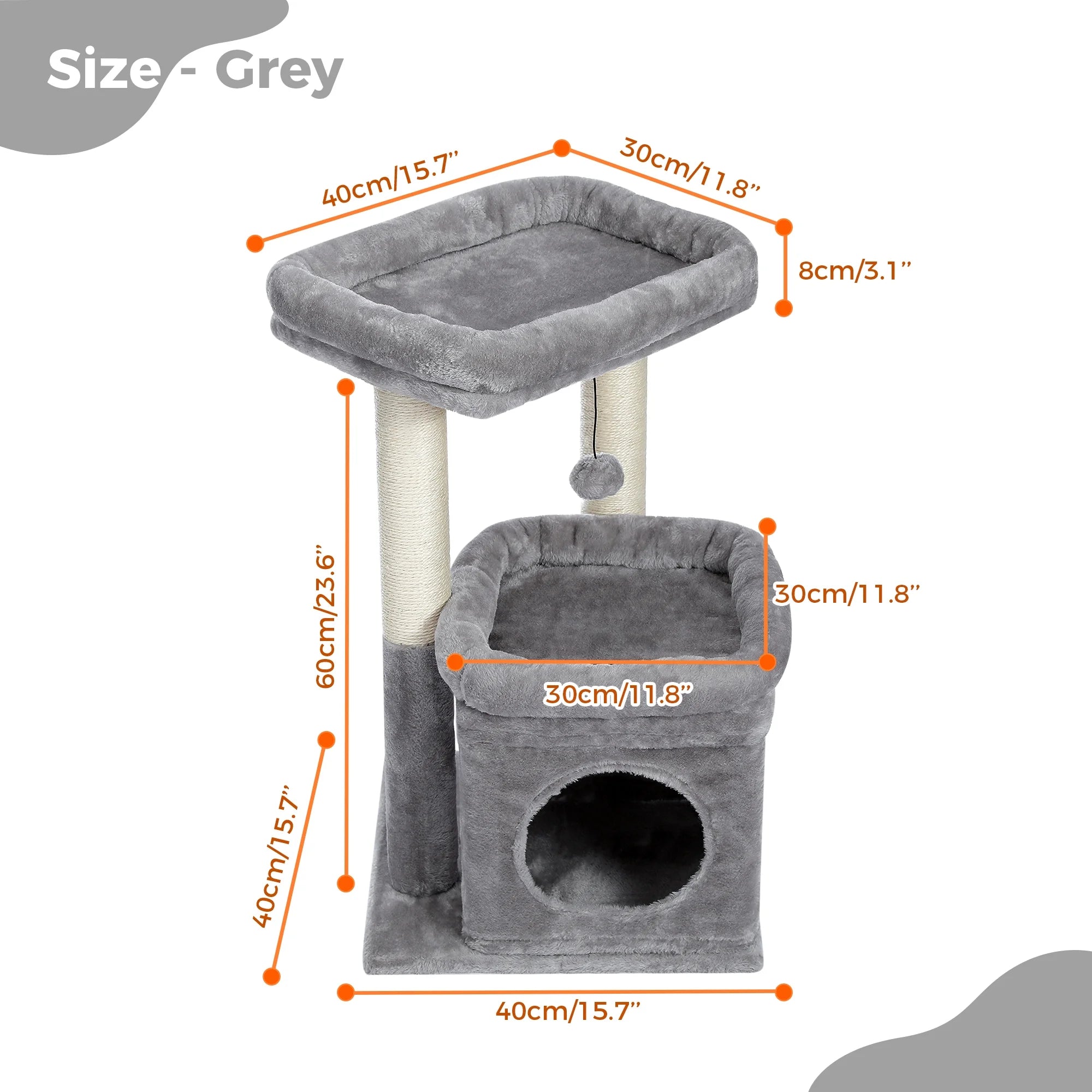 Cat Tree Condo 27" Cat Tower with Large Top Perch and Scratching Posts for Kittens and Medium Cats, Purple