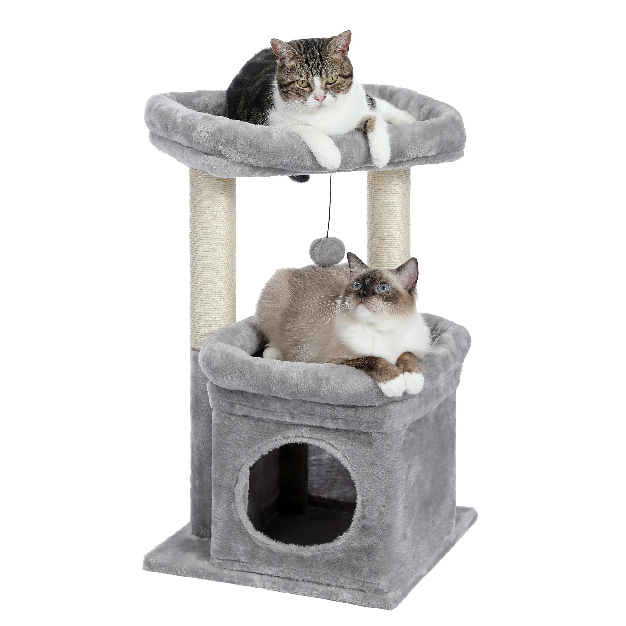 Cat Tree Condo 27" Cat Tower with Large Top Perch and Scratching Posts for Kittens and Medium Cats, Purple