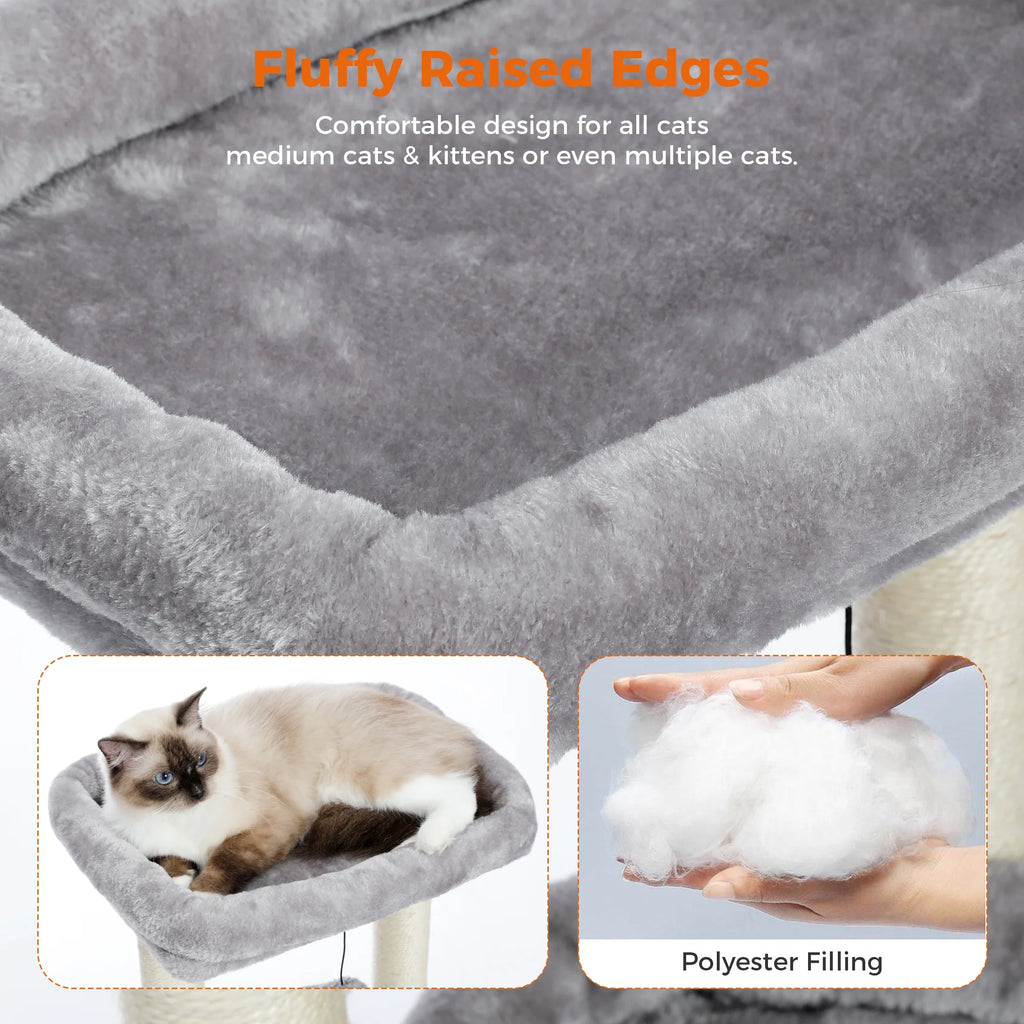 Cat Tree Condo 27" Cat Tower with Large Top Perch and Scratching Posts for Kittens and Medium Cats, Purple