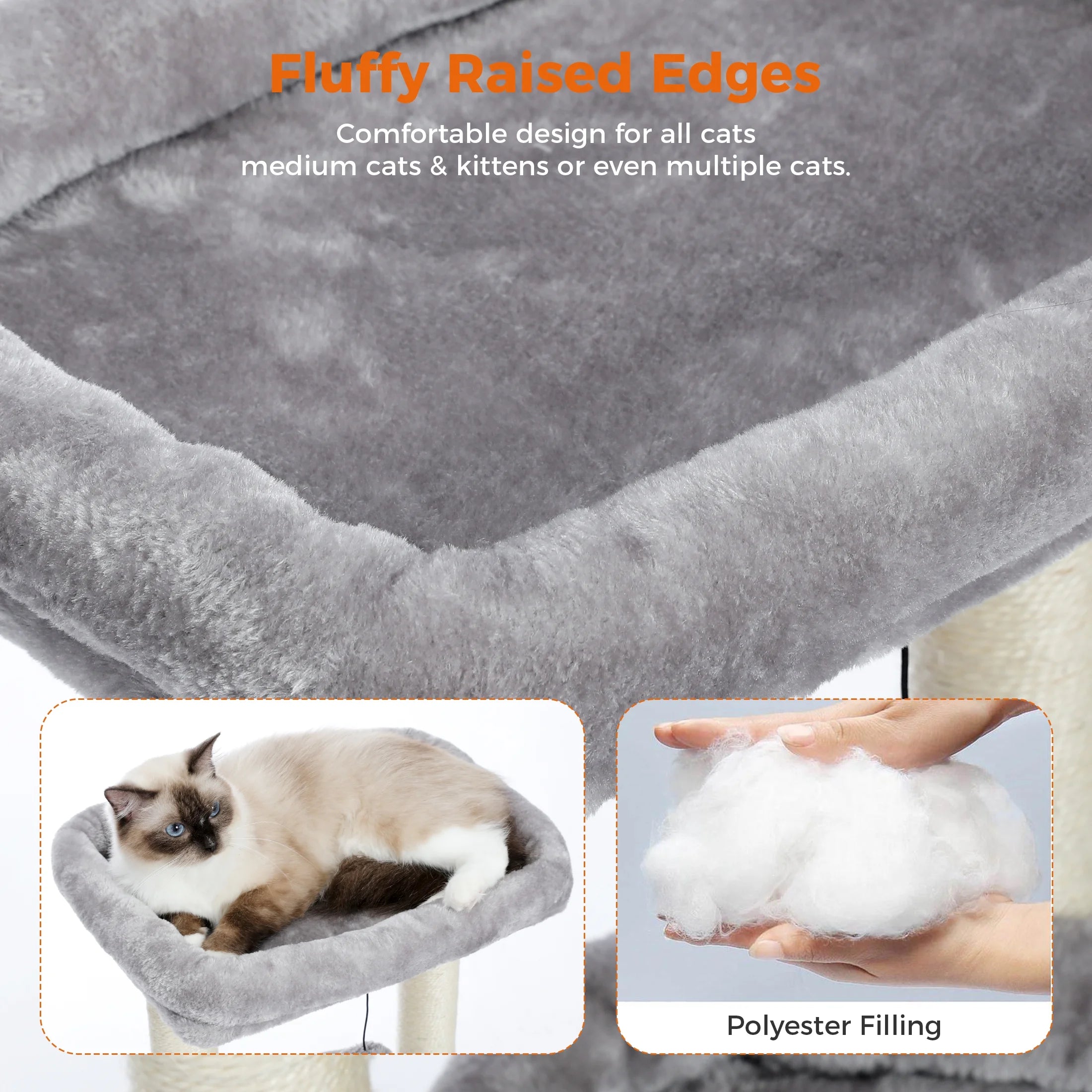 Cat Tree Condo 27" Cat Tower with Large Top Perch and Scratching Posts for Kittens and Medium Cats, Purple